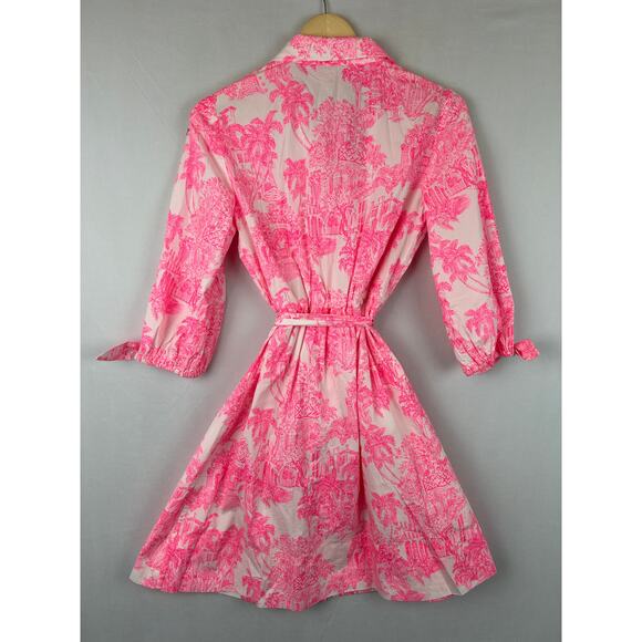 Lilly Pulitzer Amrita 3/4 Sleeve Dress Belted Pink/White 015910 Women's Size 4 - Picture 10 of 13